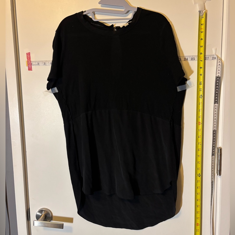Aritzia silk and rayon black panelled shirt.  Size L.